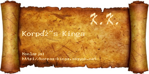 Korpás Kinga névjegykártya