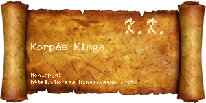 Korpás Kinga névjegykártya
